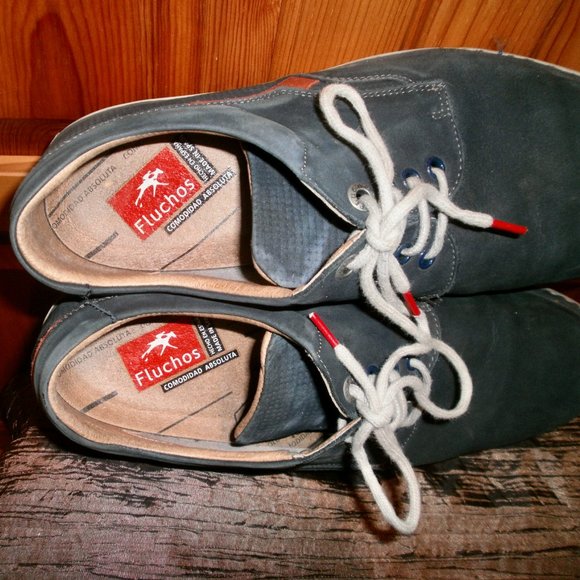 FLUCHOS MEN'S BLUE SUEDE SHOES MADE IN SPAIN Sz 10.5 - Picture 11 of 12